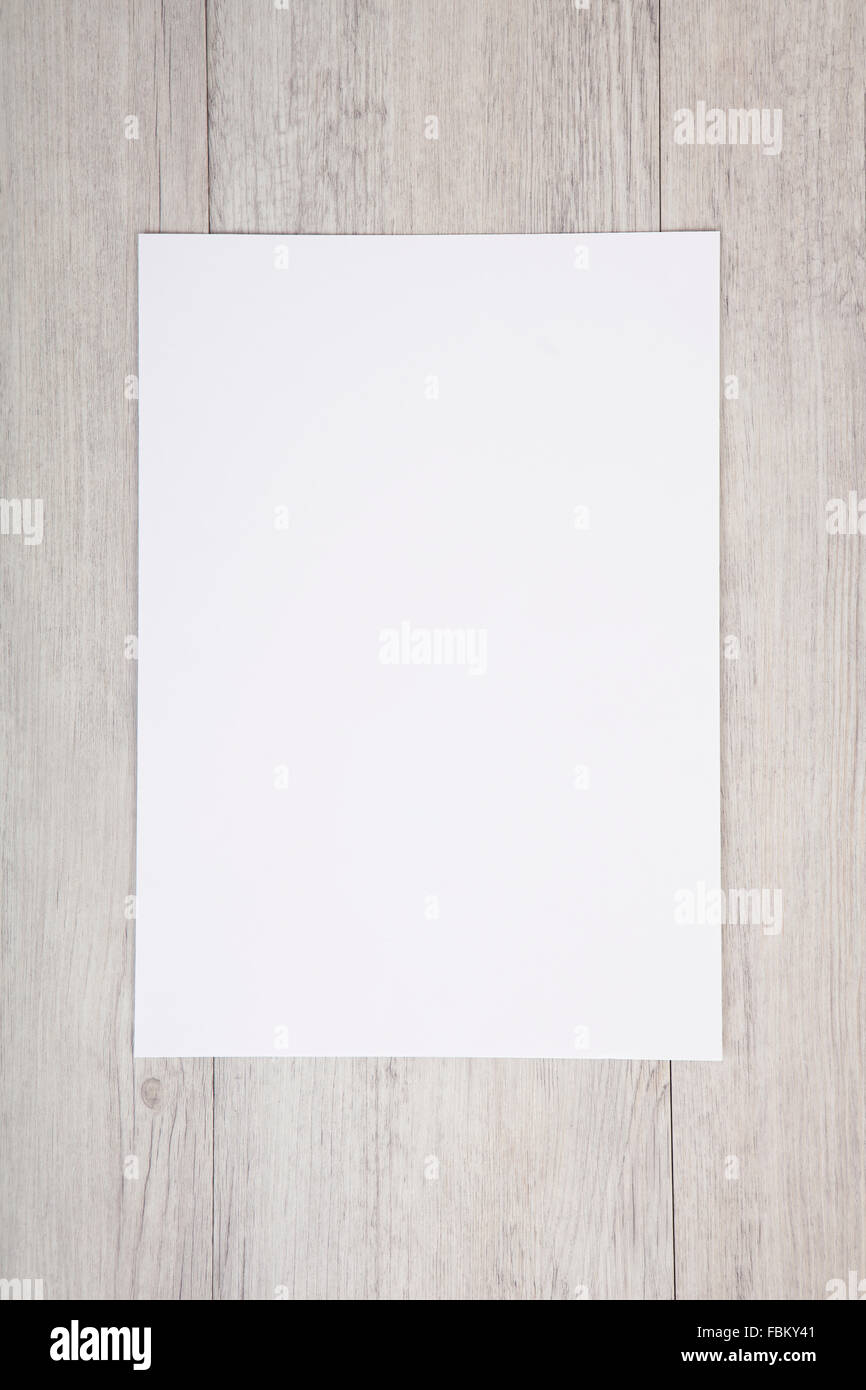 a white sheet of paper with no text is on a light background Stock Photo
