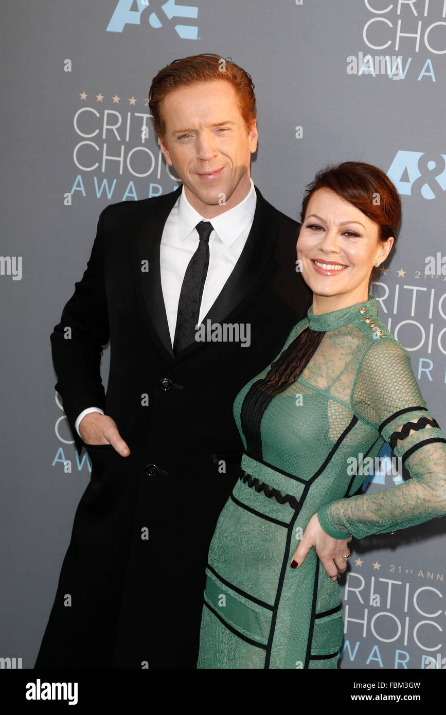 Santa Monica, California, USA. 18th Jan, 2016. Actor Damian Lewis and Helen McCrory arrive at the 21st Annual Critics' Choice Awards at Barker Hangar at Santa Monica Airport in Los Angeles, USA, on 17 January 2016. Photo: Hubert Boesl/dpa Credit:  dpa picture alliance/Alamy Live News Stock Photo