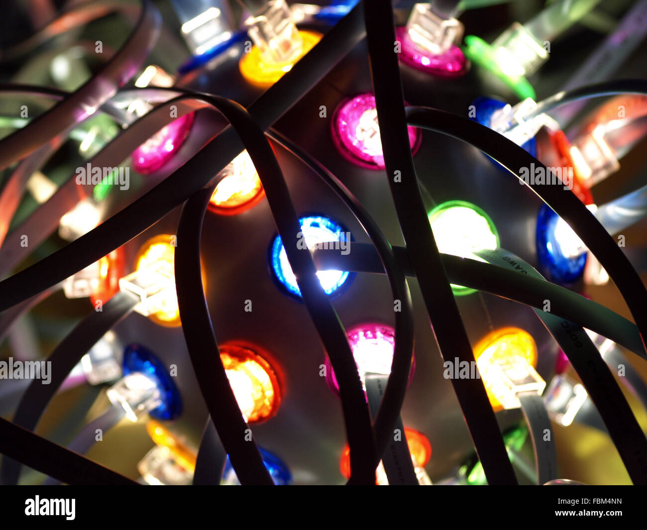 Extreme CloseUp Of Telephone Cables And Connectors And Glowing Orb