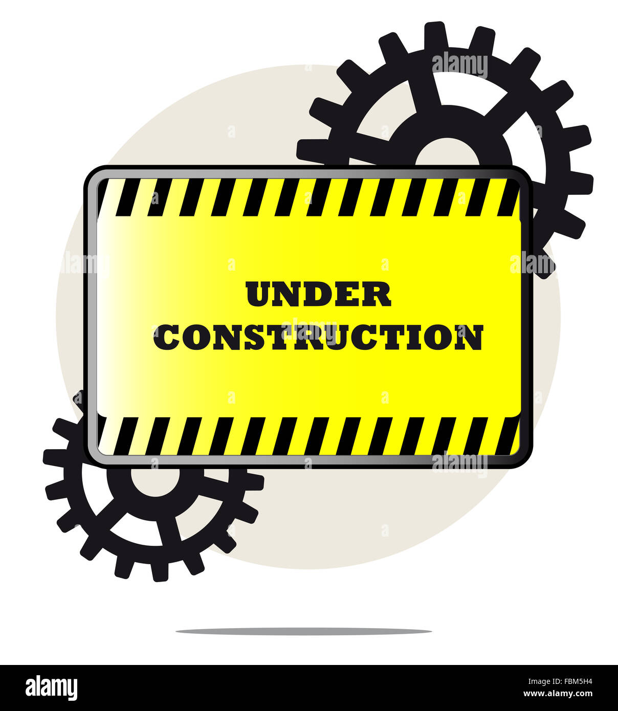 Illustration of under construction sign with gears and white background Stock Photo