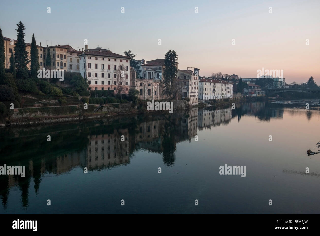 River landscape of the city. Bassano DG, Italy Stock Photo Alamy