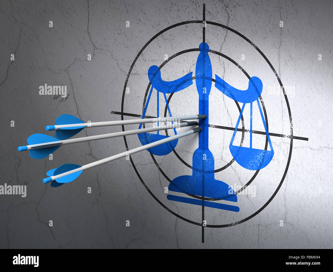 Law concept arrows in Scales target on wall background Stock Photo Alamy