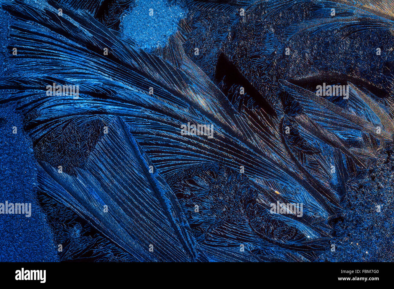 Ice crystals on window Stock Photo