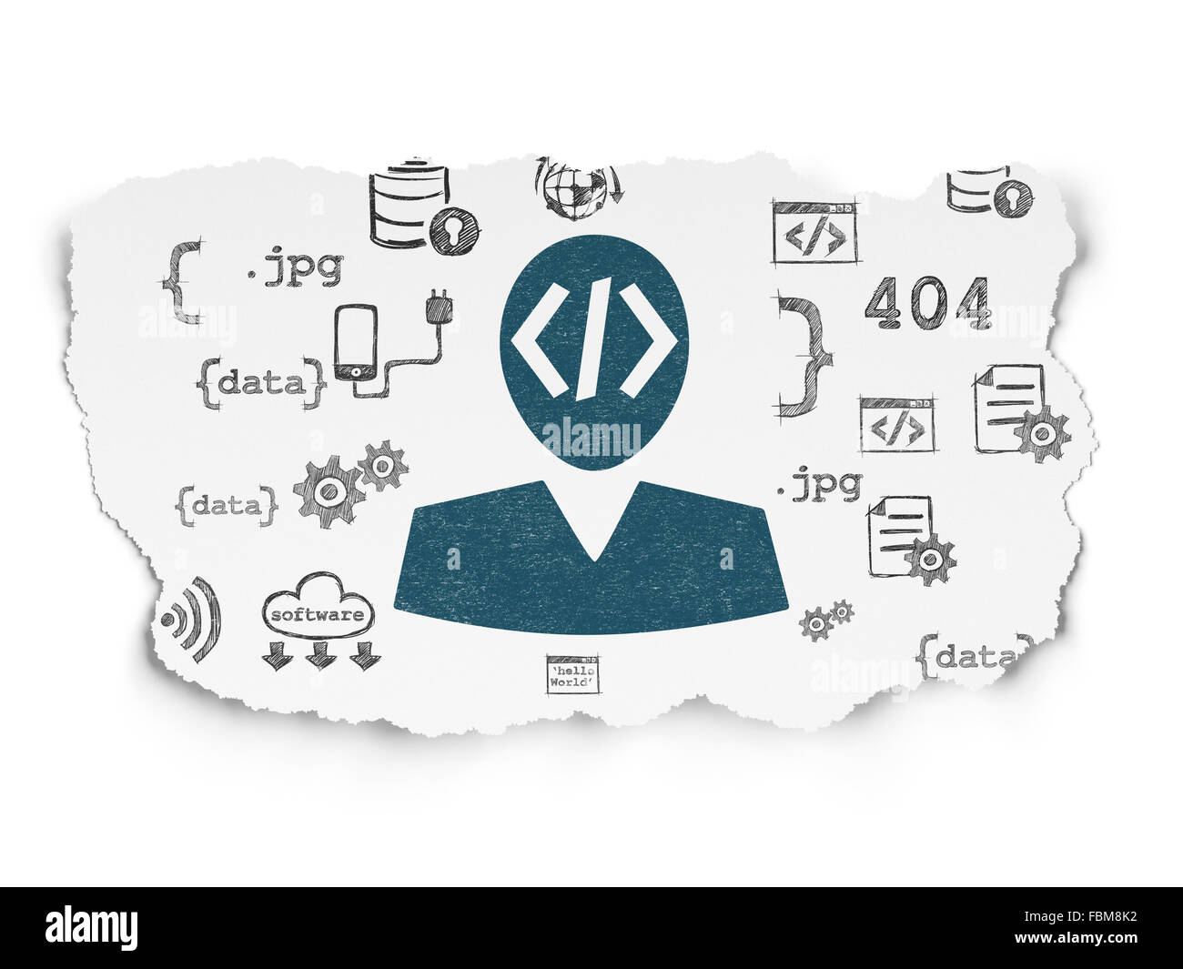 Programming concept: Programmer on Torn Paper background Stock Photo ...