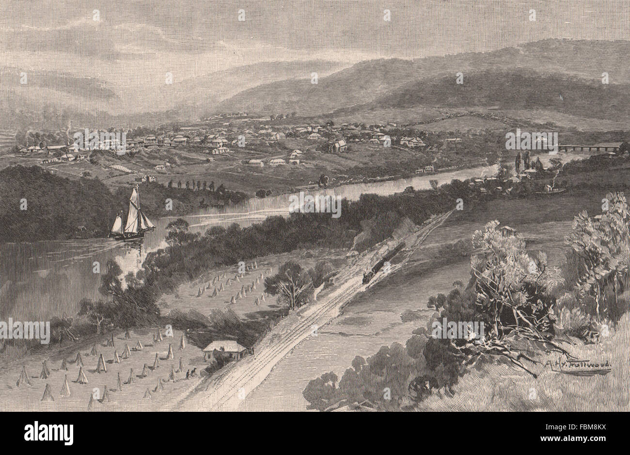 NEW NORFOLK. Tasmania. Australia, antique print 1888 Stock Photo