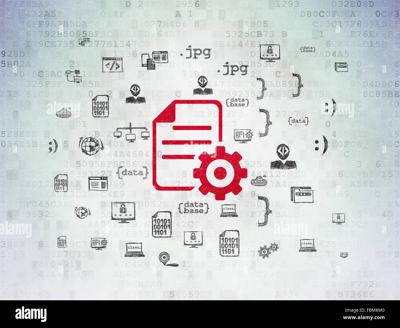 Database concept: Gear on Digital Paper background Stock Photo - Alamy