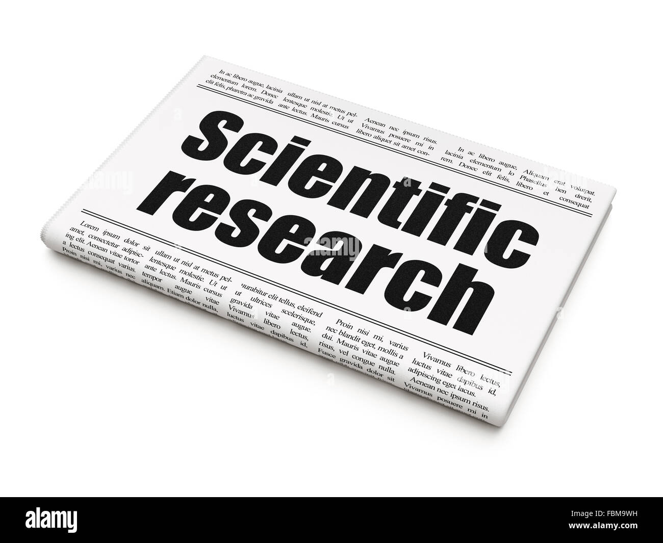 Science concept newspaper headline Scientific Research Stock Photo Alamy