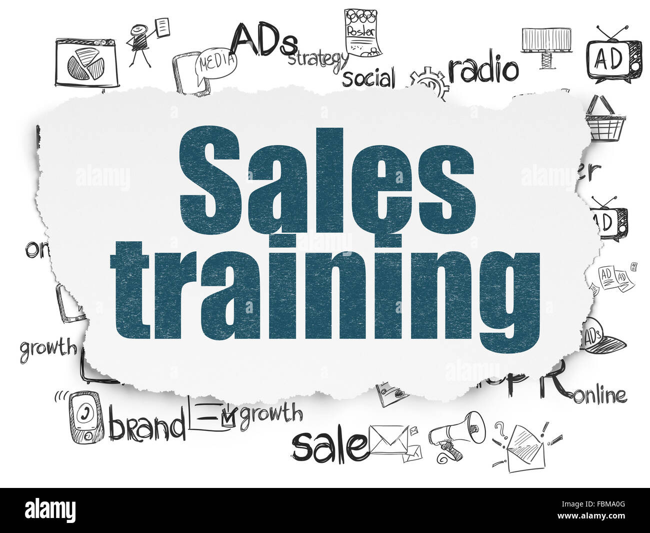 Abstract Training Sales Advertising concept: Sales Training on Torn Paper background Stock ...