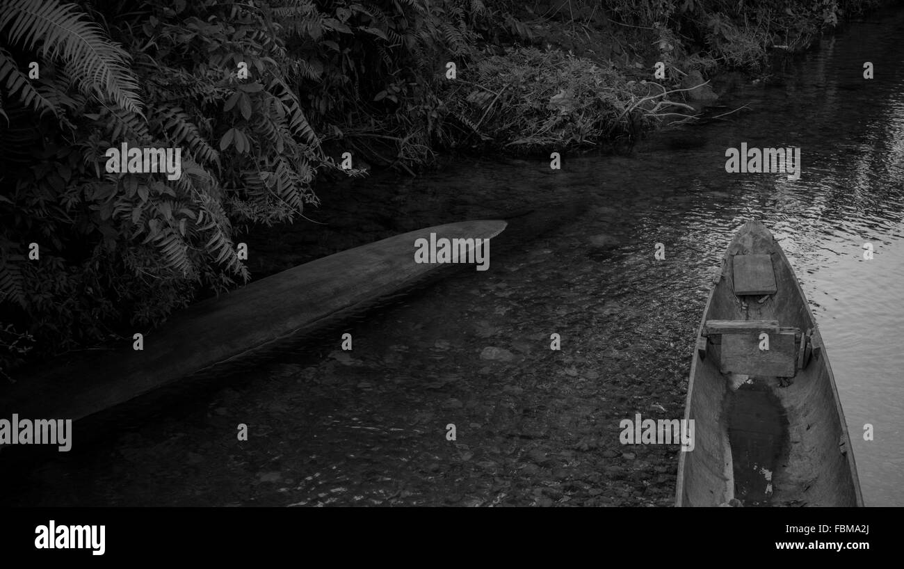 Canoes On River Stock Photo Alamy
