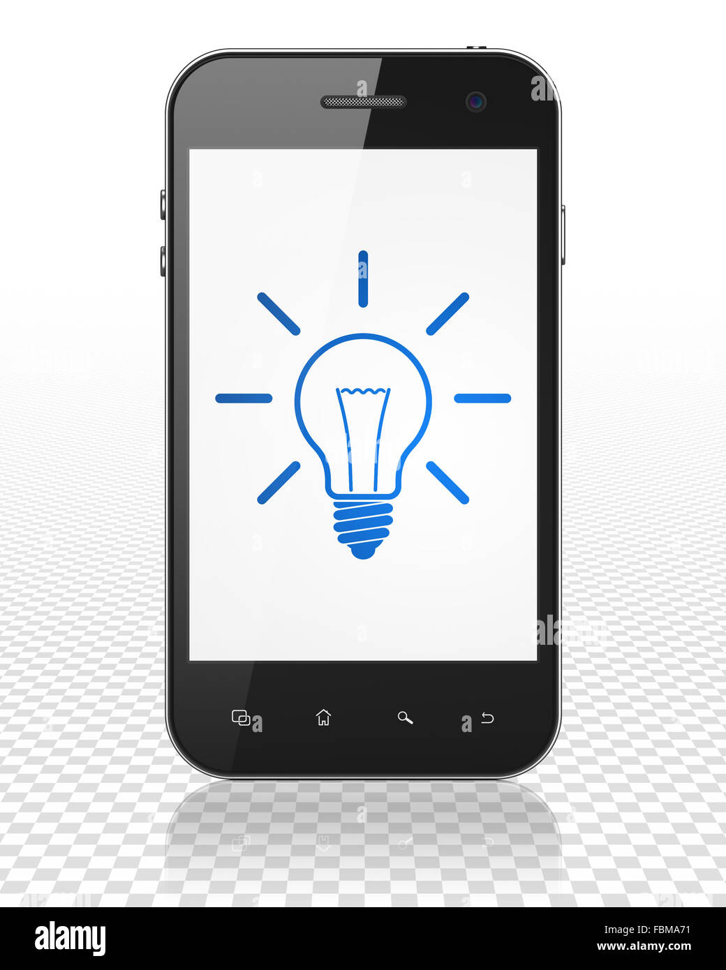 Finance concept: Smartphone with Light Bulb on display Stock Photo - Alamy