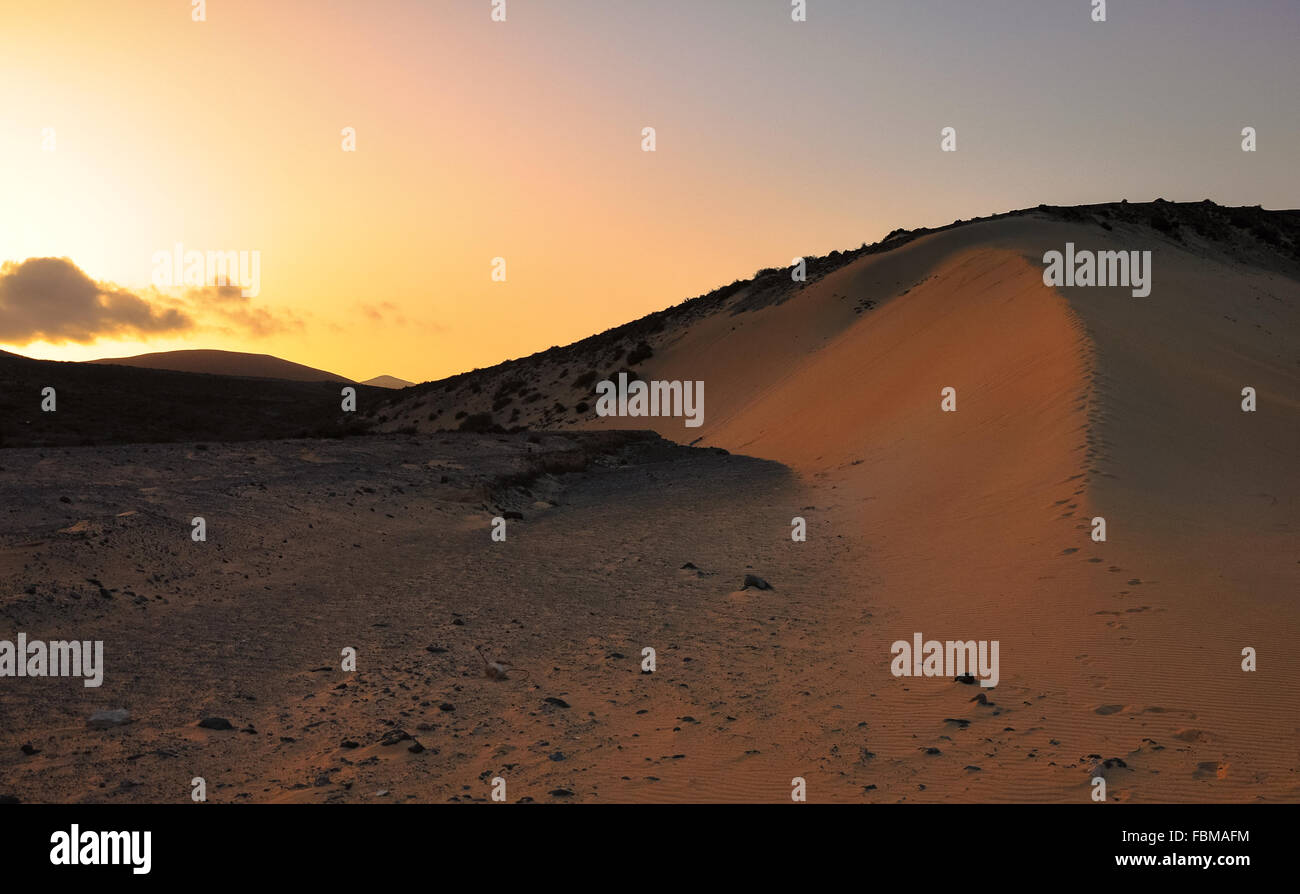 Sand dunes, Fuerteventura Beach, Costa Calma, Las Palmas, Canary Islands, Spain Stock Photo