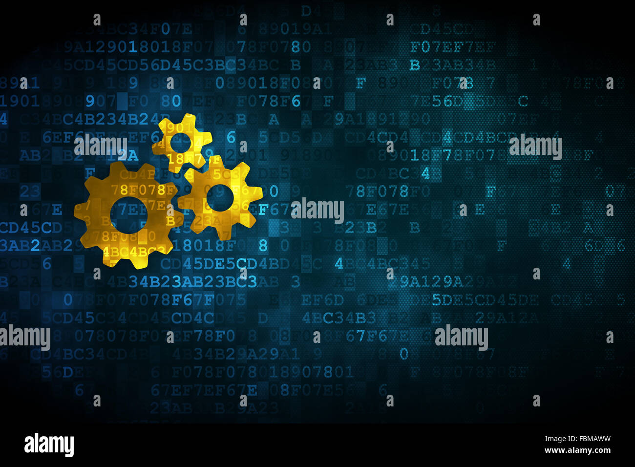 Data concept: Gears on digital background Stock Photo - Alamy