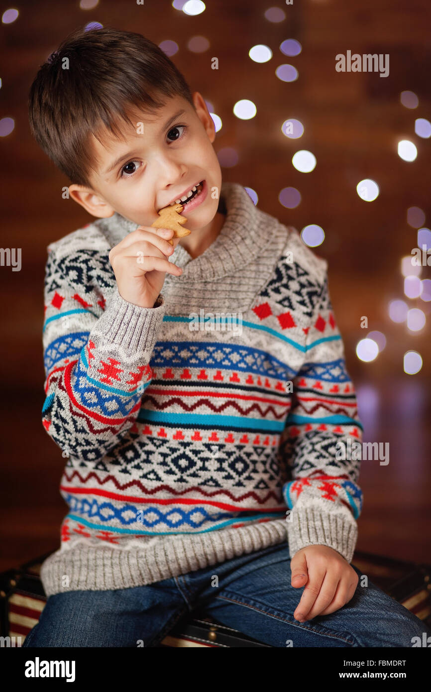 Boy eating a cookie Stock Photo