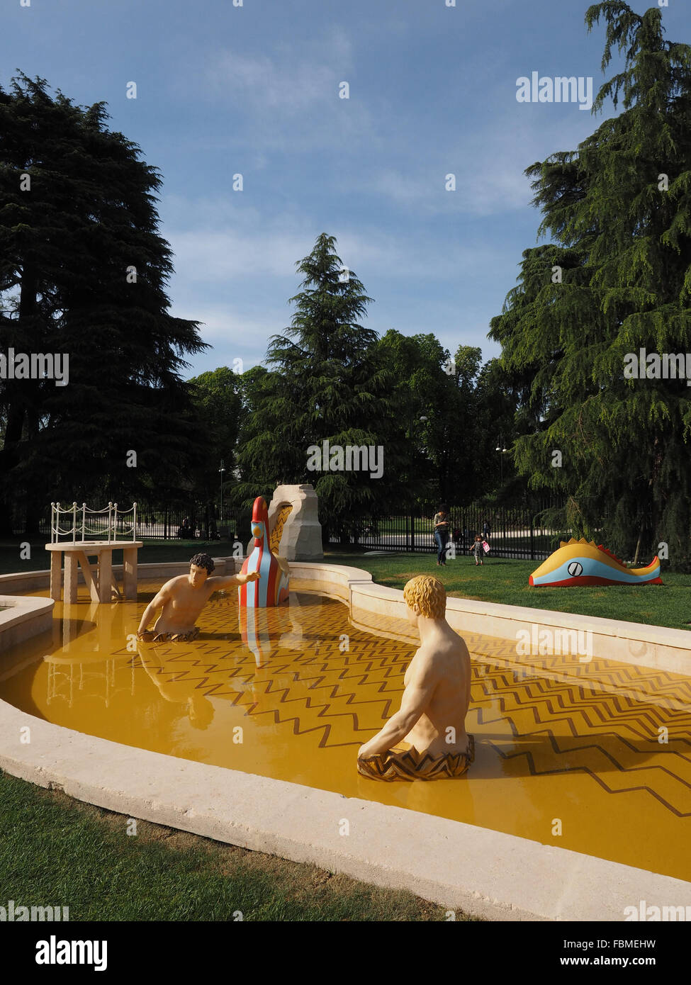 I Bagni Misteriosi fountain, Giorgio De Chirico artist, Triennale museum, Parco Sempione park, Milan, Lombardy, Italy, Europe Stock Photo