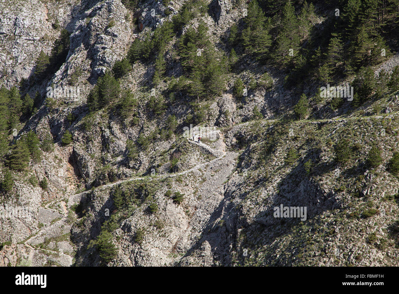 Winding serpentine path  in the mountains of Montenegro Stock Photo