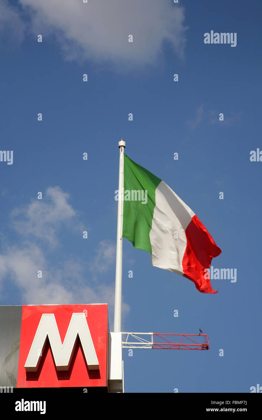 Sign for the Rome Metro system, Italy. Stock Photo