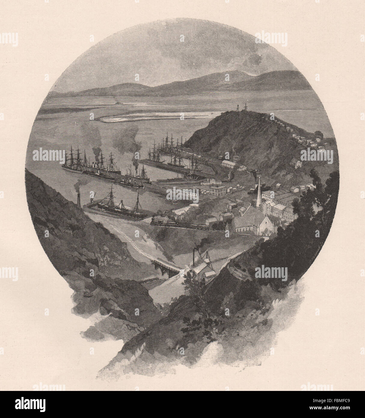 PORT CHALMERS. New Zealand, antique print 1888 Stock Photo Alamy