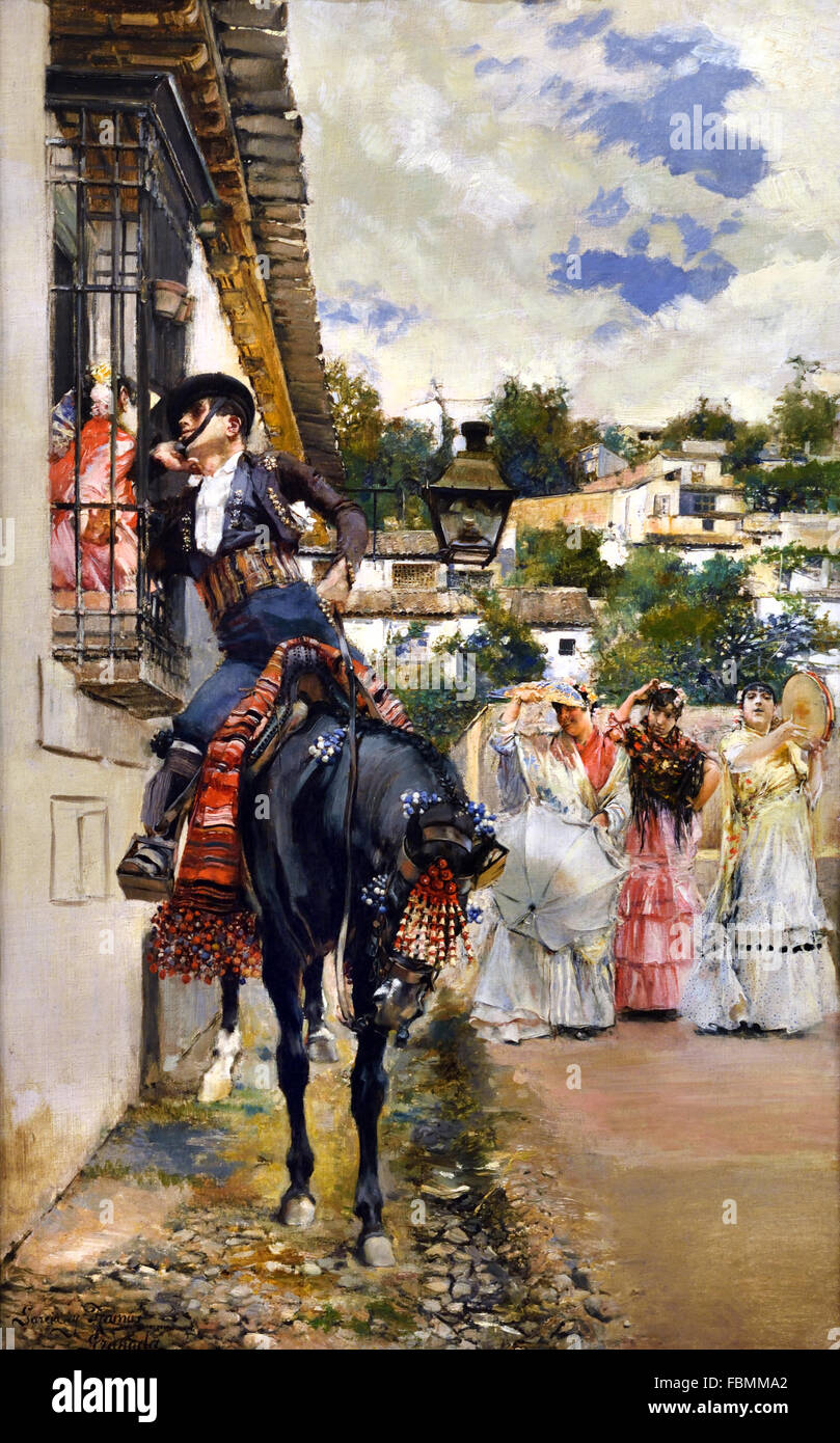 Courting Spanish Style 1883 José García Ramos Andalusia Spanish Spain Stock Photo