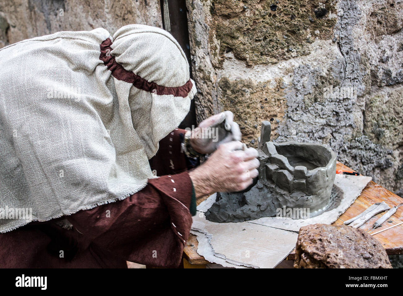 Italy-Lazio-Civita of Bagnoreggio-nativity scene sculptor Stock Photo
