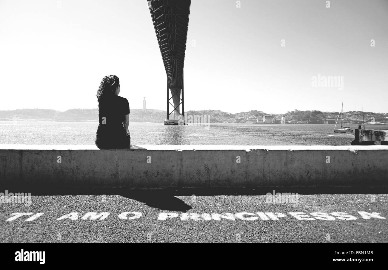 Woman bridge rear view Black and White Stock Photos & Images - Alamy