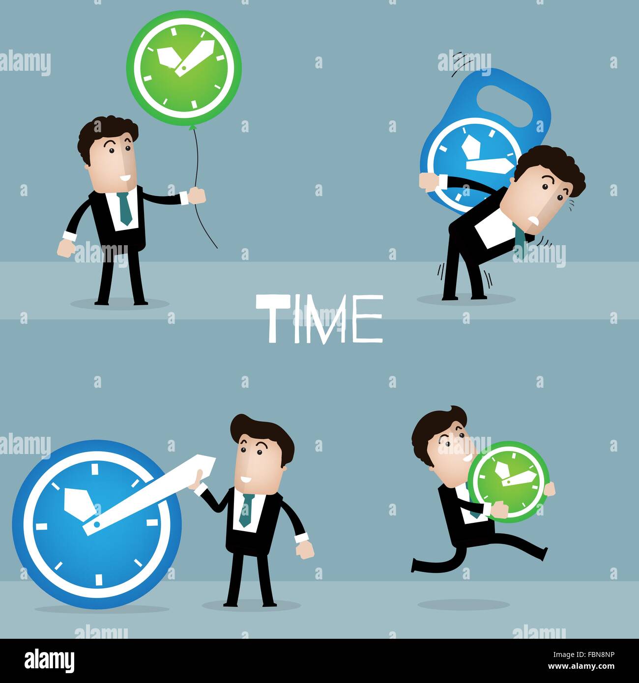Set of businessman and clock Stock Vector