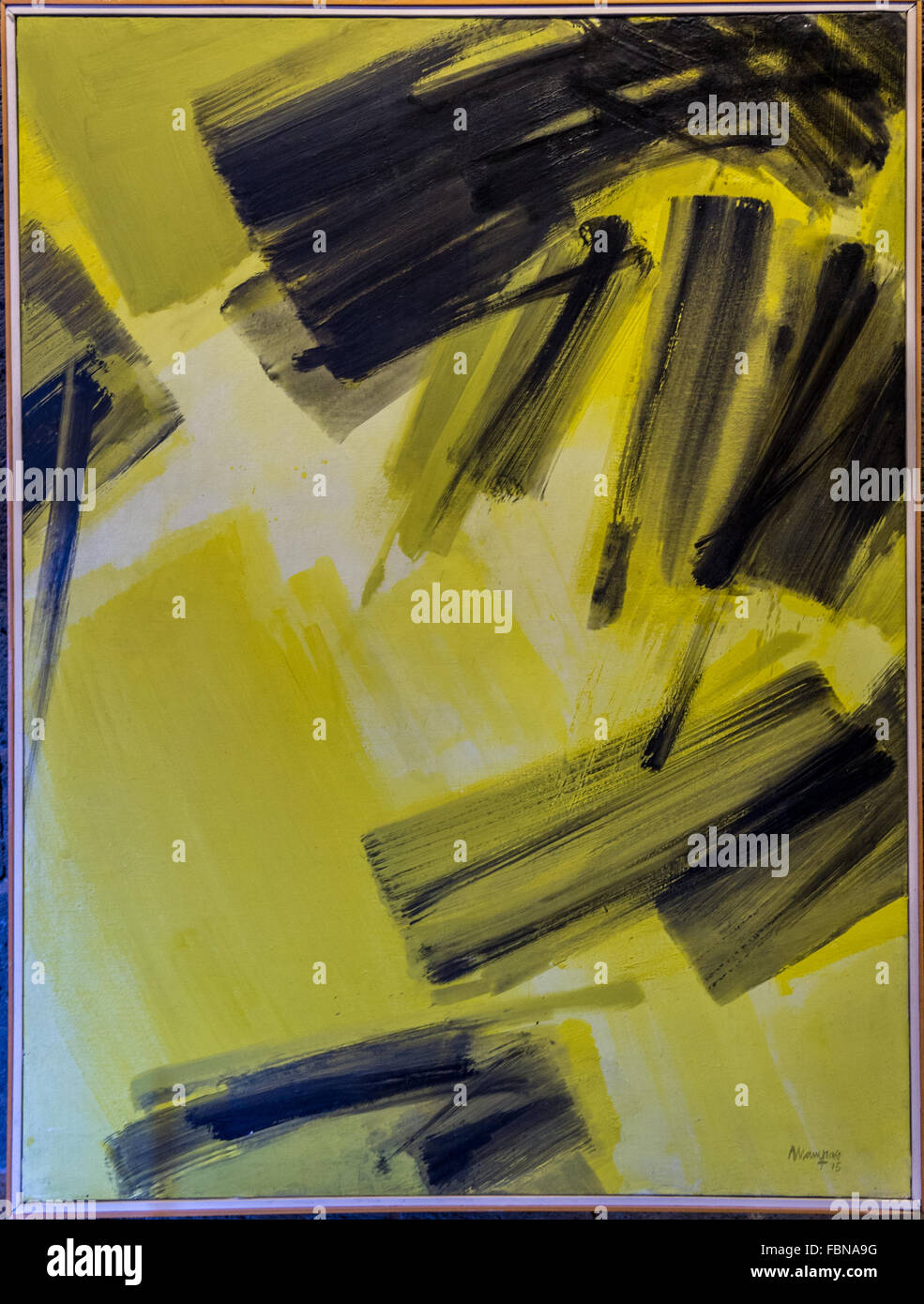 Amarillo y negro, (Yellow and Black),  by Manuel Mampaso, (1975). Oil on canvas. Stock Photo