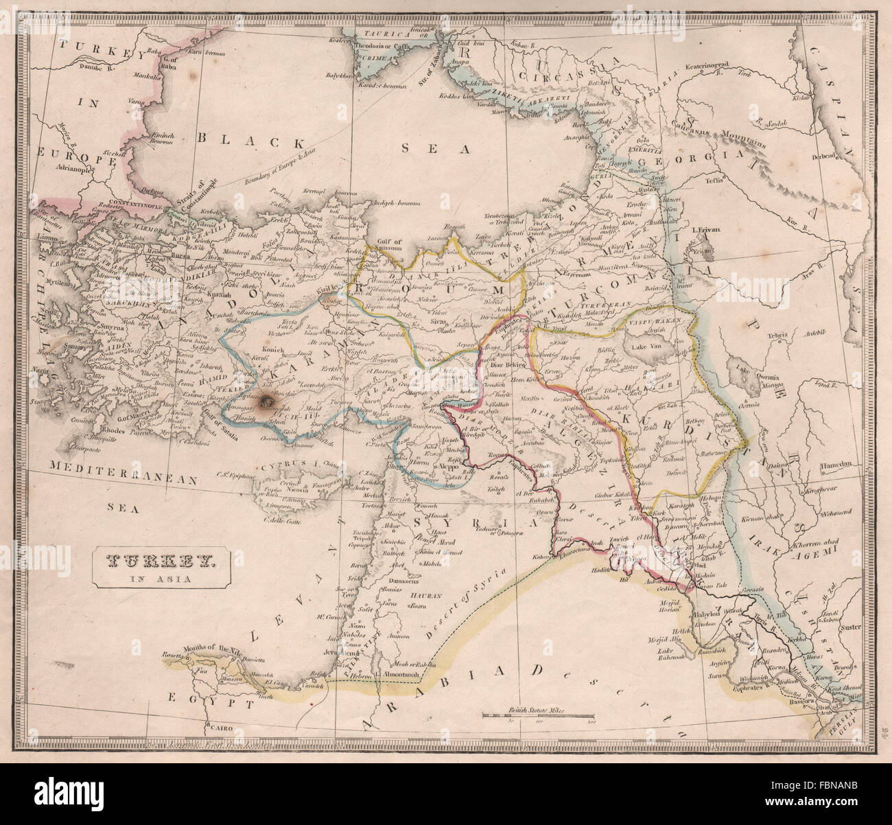 TURKEY IN ASIA Karaman Roum Algezira Kurdistan Anadolia Syria. JOHNSON, 1850 map Stock Photo