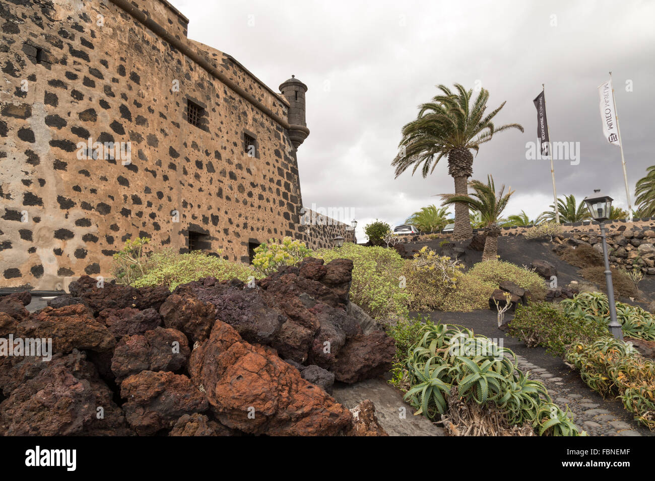 International Museum of Modern Art, (MIAC), and grounds, Castillo de San José, Arrecife, Lanzarote, Canary Islands, Spain. Stock Photo