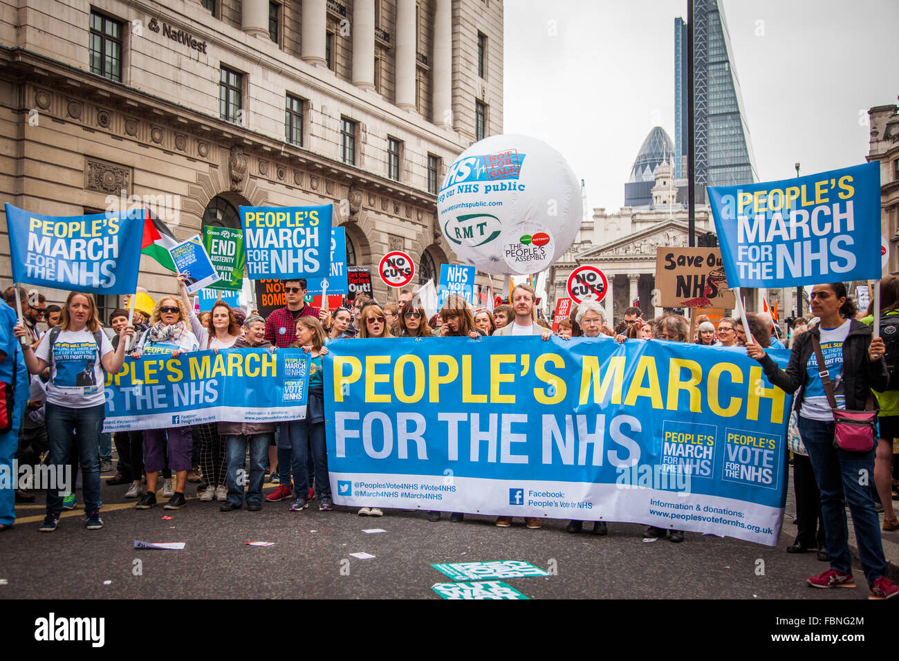 NHS defenders, Anti-Austerity Protesters June 2015 London, UK Stock Photo