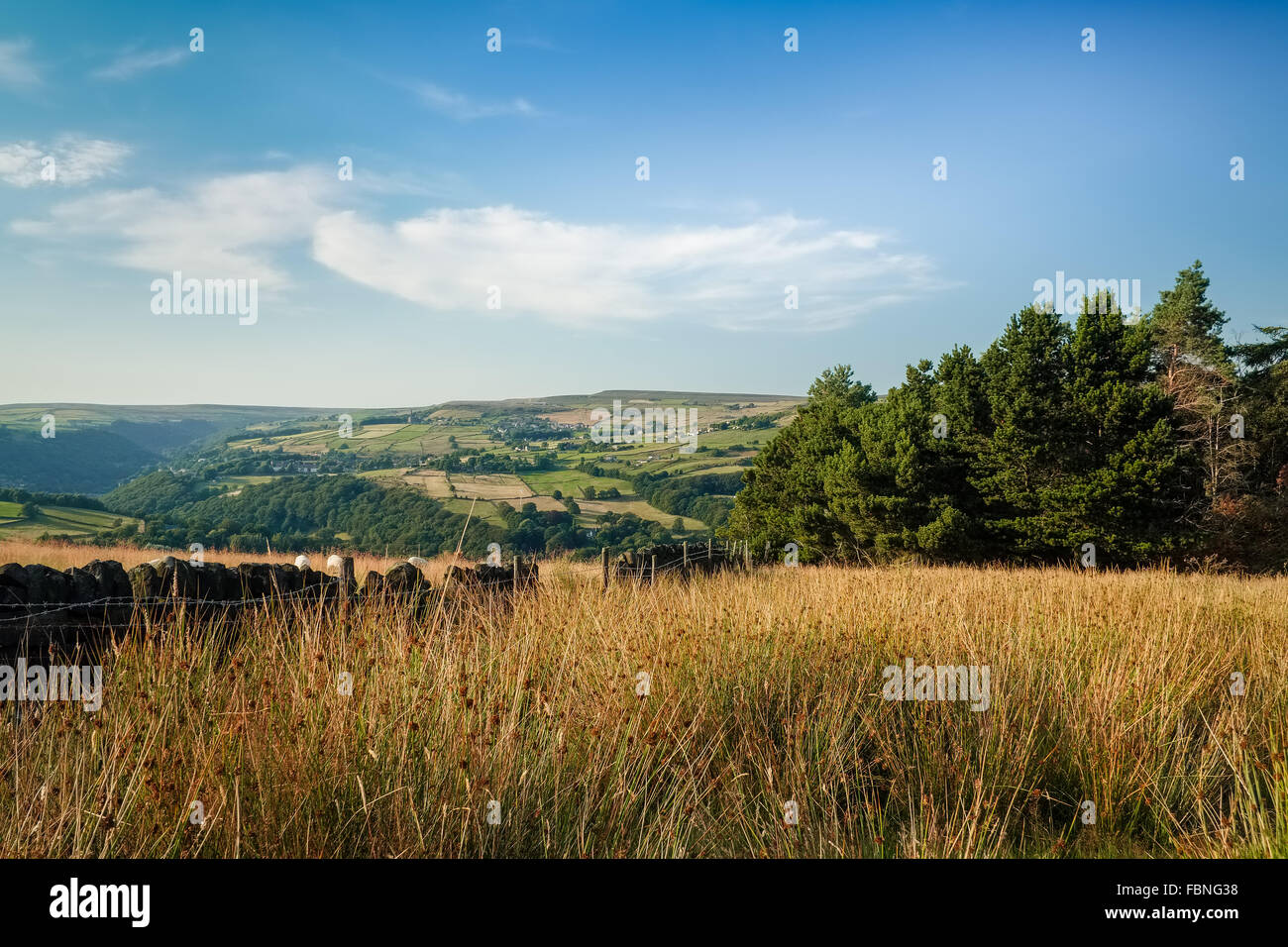 View from the edge of Erringden Moor, above Mytholmroyd in West Yorkshire, England. Stock Photo