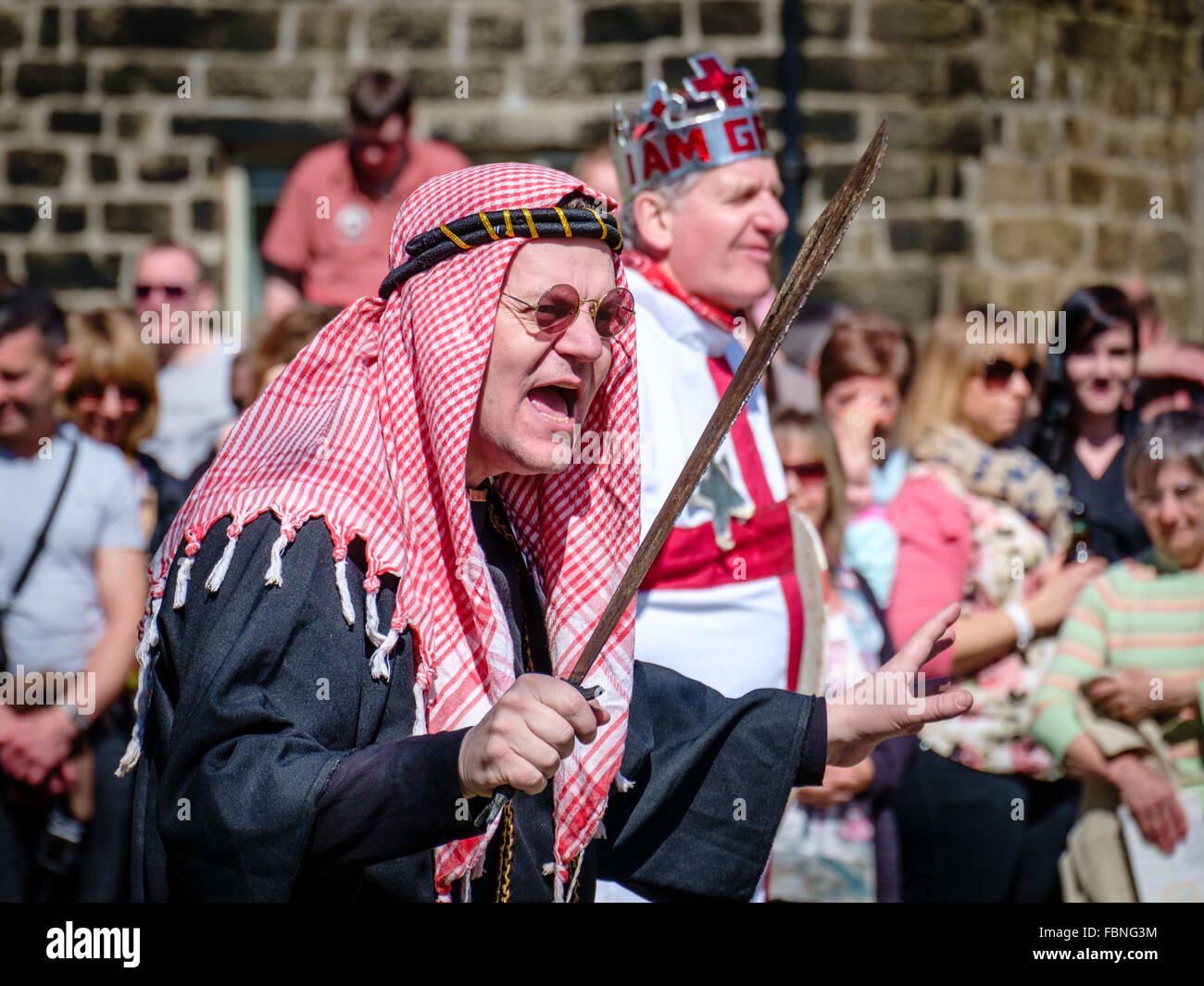Performer at a Pace Egg play in Heptonstall, West Yorkshire, England. Stock Photo
