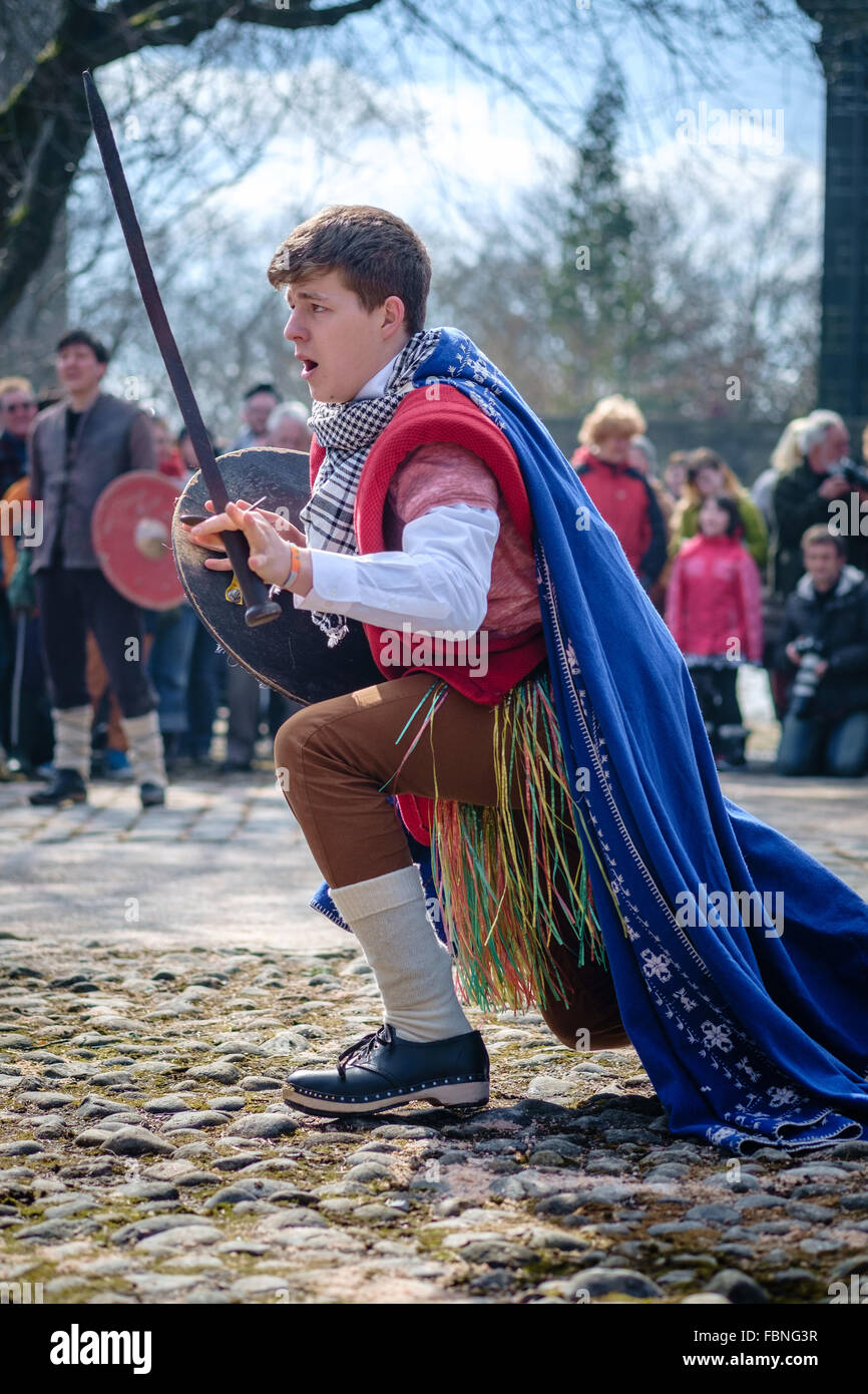 Performer at a Pace Egg play in Heptonstall, West Yorkshire, England. Stock Photo