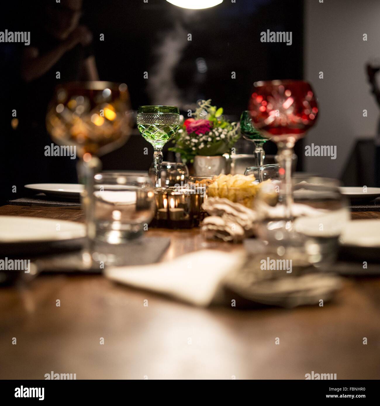 Setting Table For Dinner Stock Photo