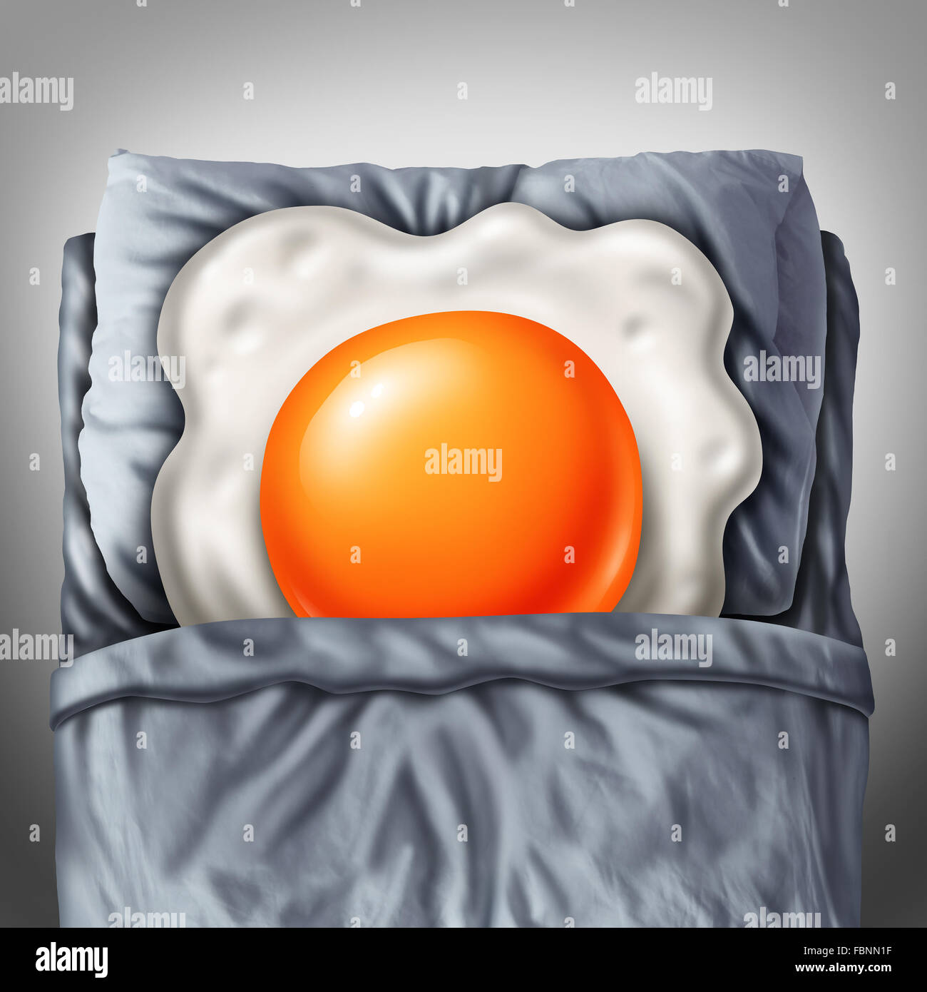 Bed and breakfast concept as a morning fried egg sunny side up resting