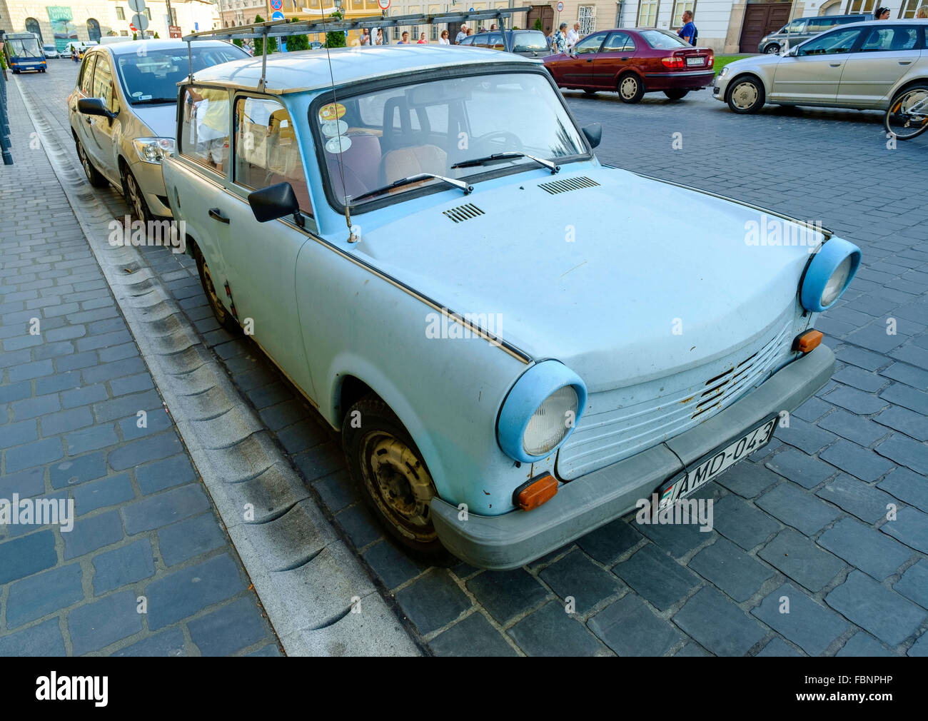 Trabant car made in former East Germany on street in Budapest Hungary Stock Photo