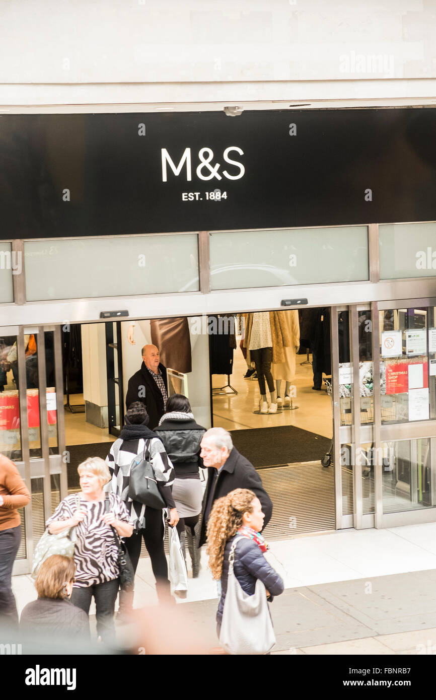 entrance area of a m&s store, london, england Stock Photo