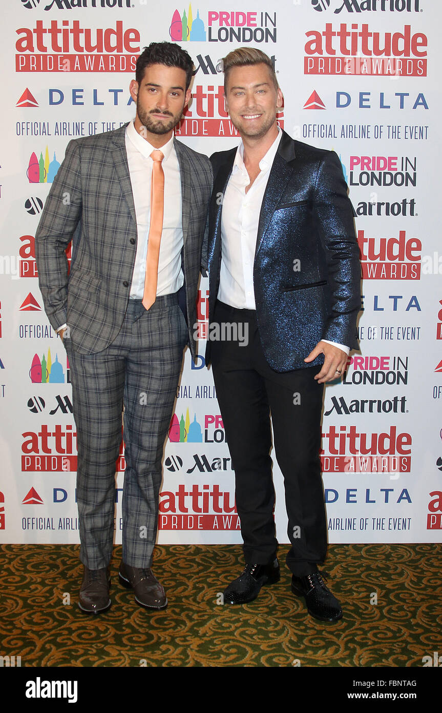 Jun 26, 2015 - London, England, UK - Lance Bass (R) and guest attending Inaugural Attitude Pride Awards, honouring members of th Stock Photo