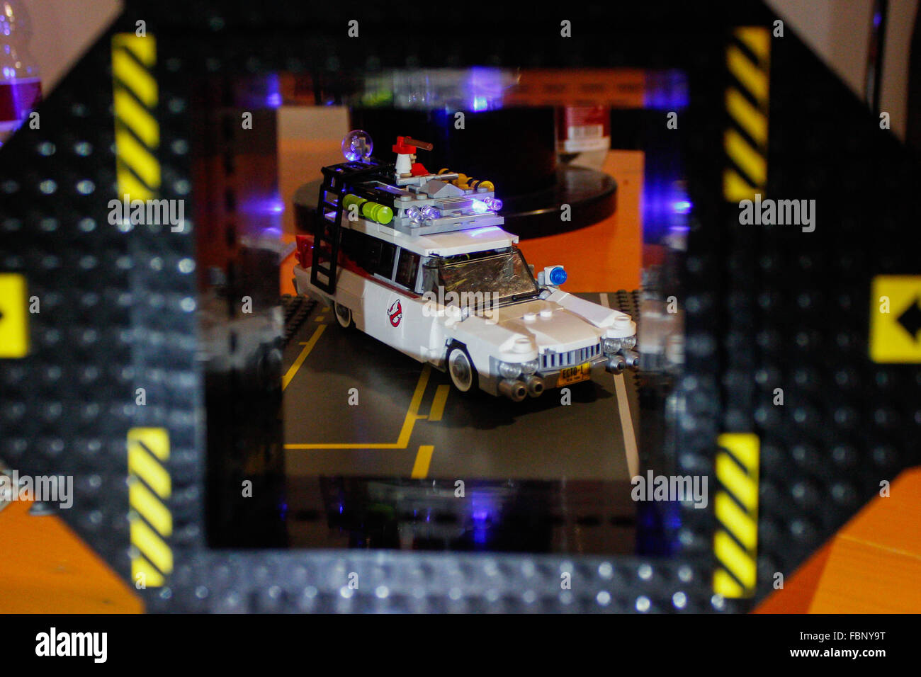 Torino, Italy. 17th Jan, 2016. A car with things over it during modeling exhibition at Grugliasco, near Torino, a weekend dedicates to the static and dynamic modeling, with flight simulation, trains in motion, radio controlled cars and much more. © Cycle For Water Campaign/Alamy Live News Stock Photo