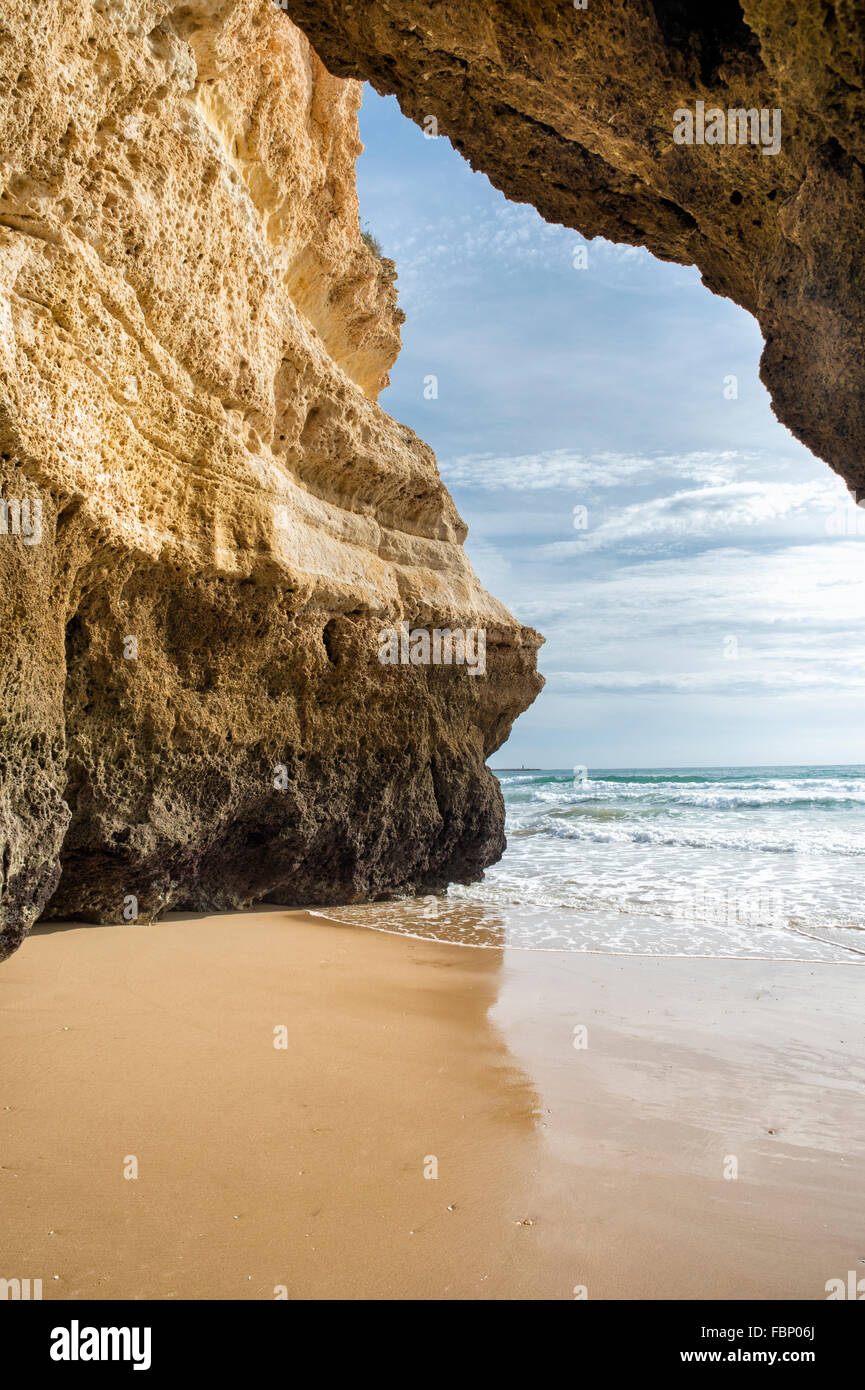 Rock arch on Praia da Rocha in the Algarve Portugal Stock Photo - Alamy