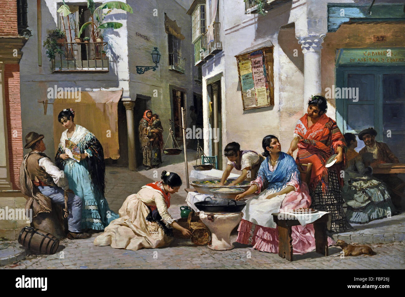 Rosquilla Sellers in a Corner of Seville 1881 Manuel Wssel de Guimbarda Andalusia Spanish Spain Stock Photo
