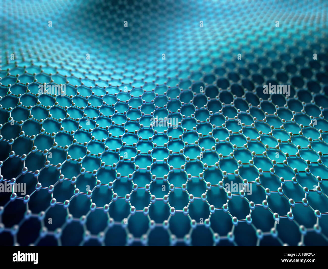 Several molecules connected, crystallized in the hexagonal system, concept of a carbon structure. Stock Photo