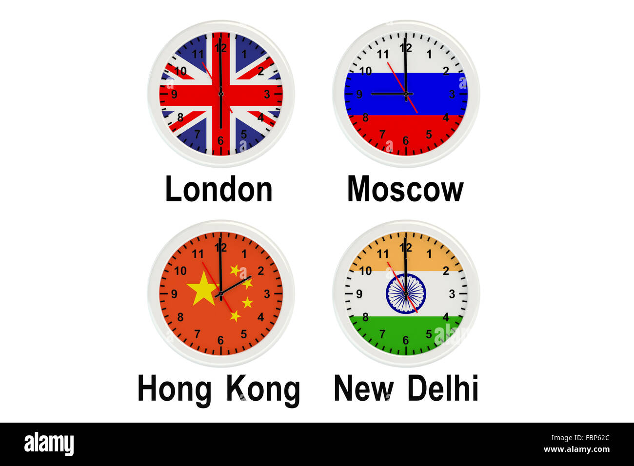 Clock international time zone hong kong Cut Out Stock Images & Pictures