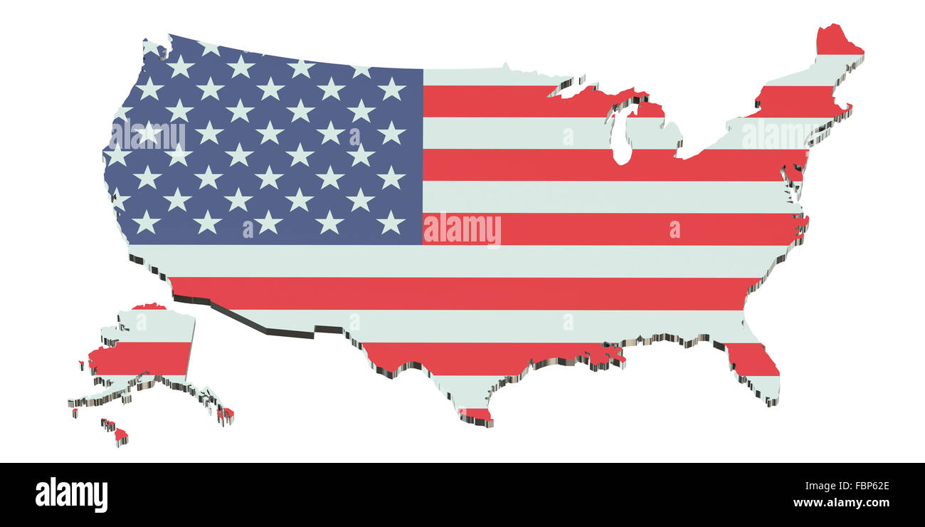 United States of America map isolated on white background Stock Photo