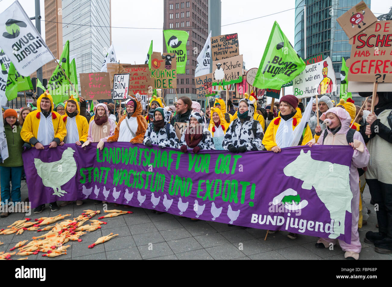 JAN 16, 2016. Wir Haben Es Satt environmental demonstration. Protest against globalization TTIP CETA industrial agriculture Stock Photo