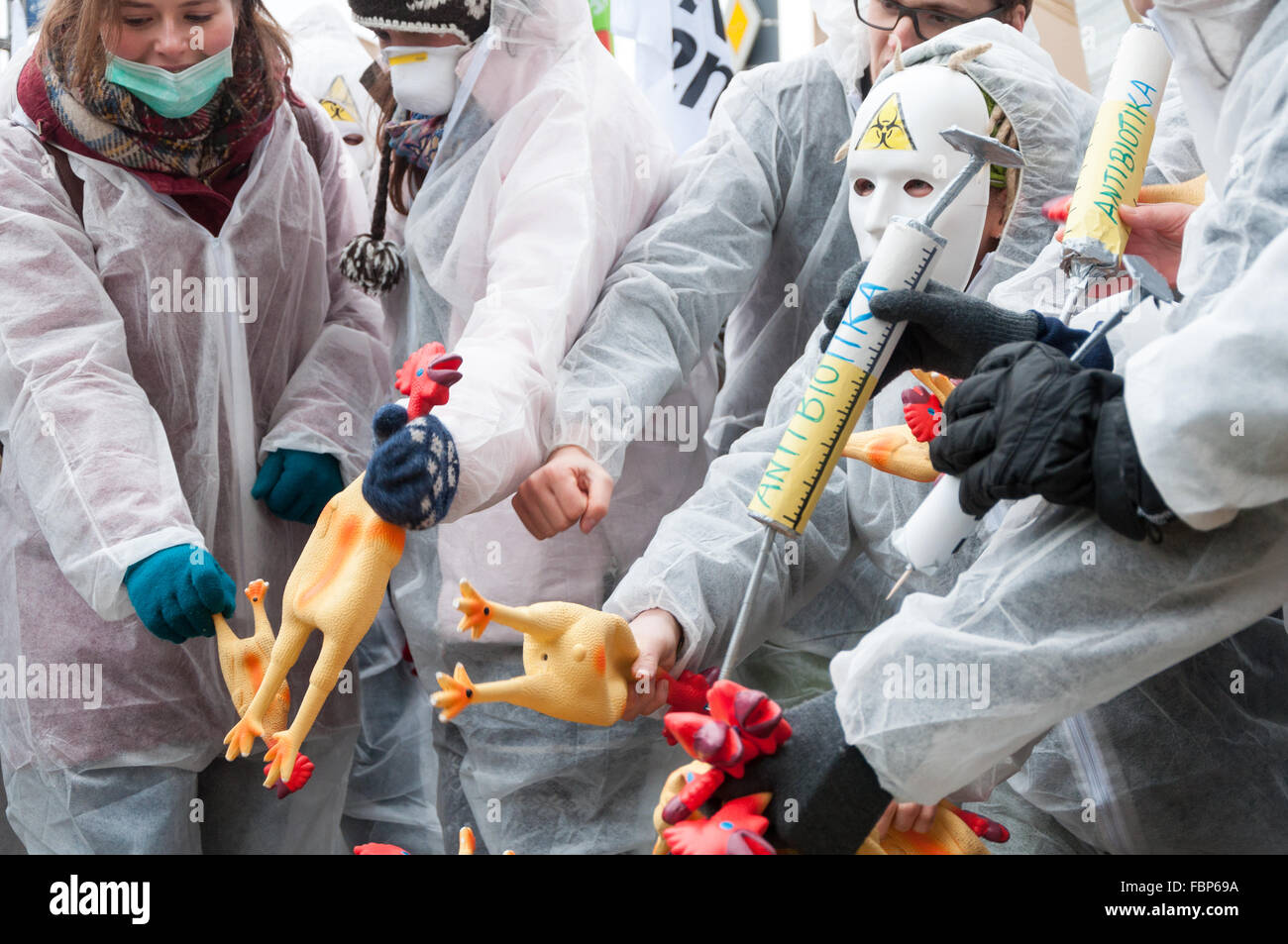 JAN 16, 2016. Wir Haben Es Satt environmental demonstration. Protest against globalization TTIP CETA industrial agriculture Stock Photo