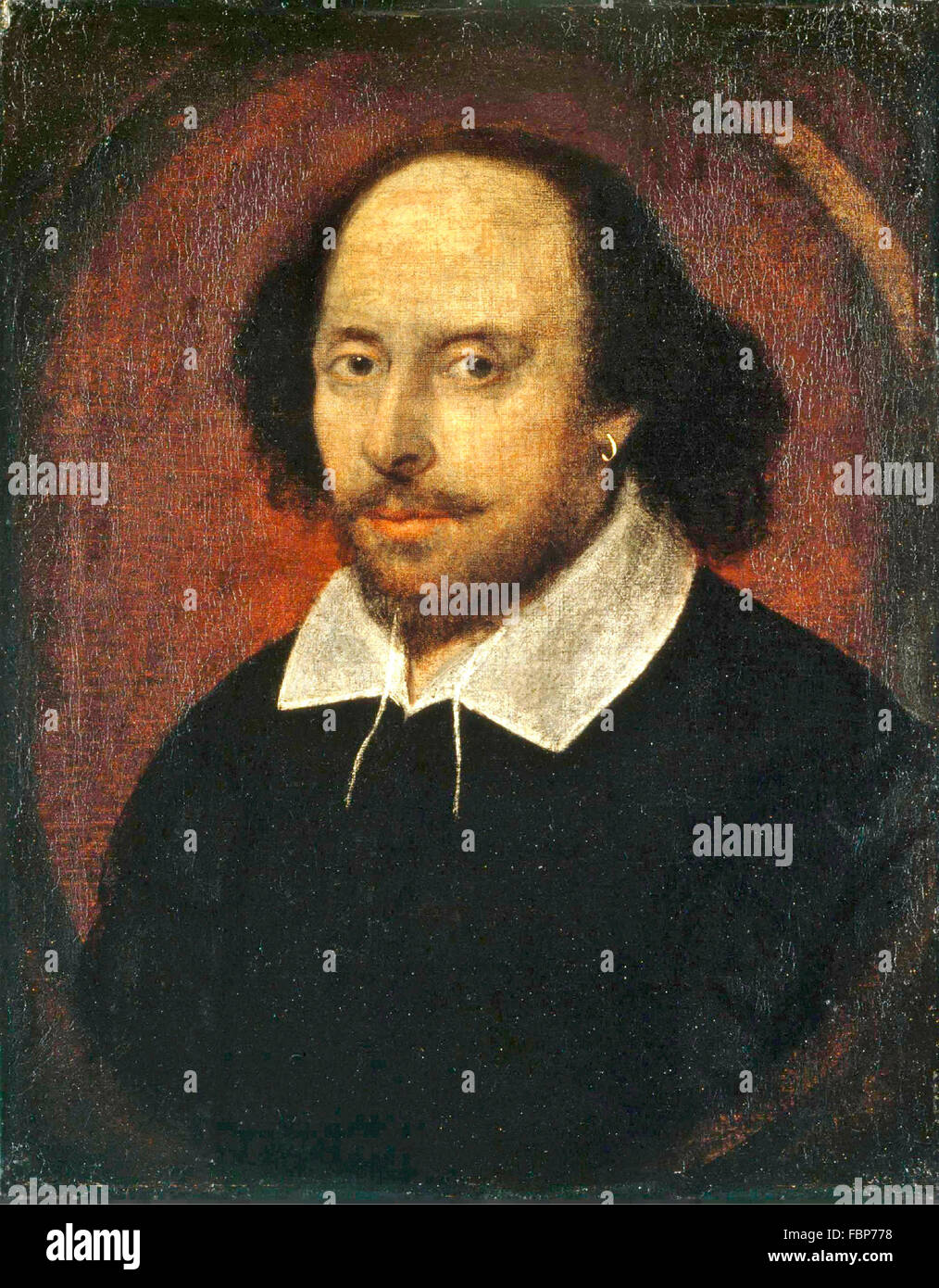 William Shakespearer. The 'Chandos Portrait' of William Shakespeare, by John Taylor (?), 1610 Stock Photo