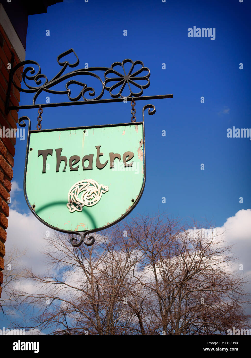 Sign for Community Theater in Mexicantown  Detroit Stock Photo