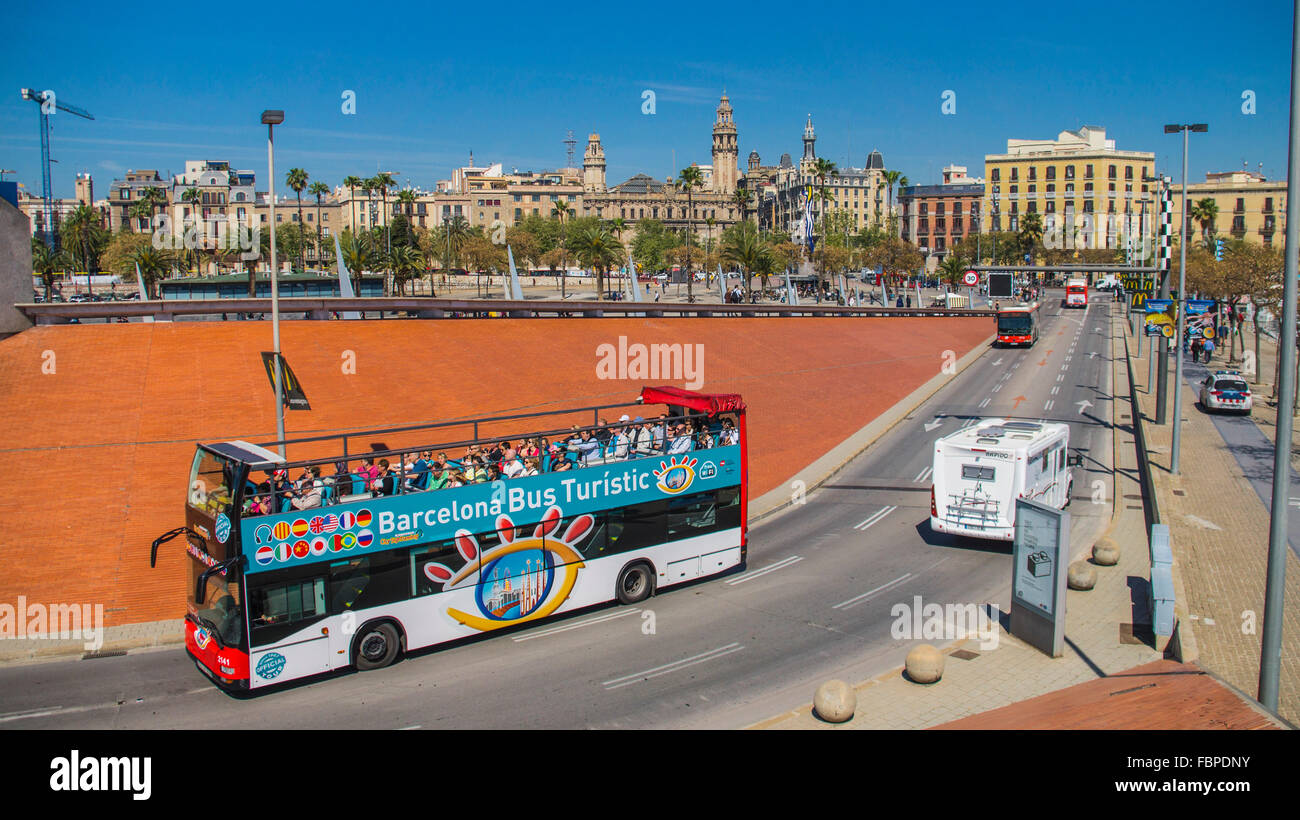 Double-decker city sightseeing bus Stock Photo