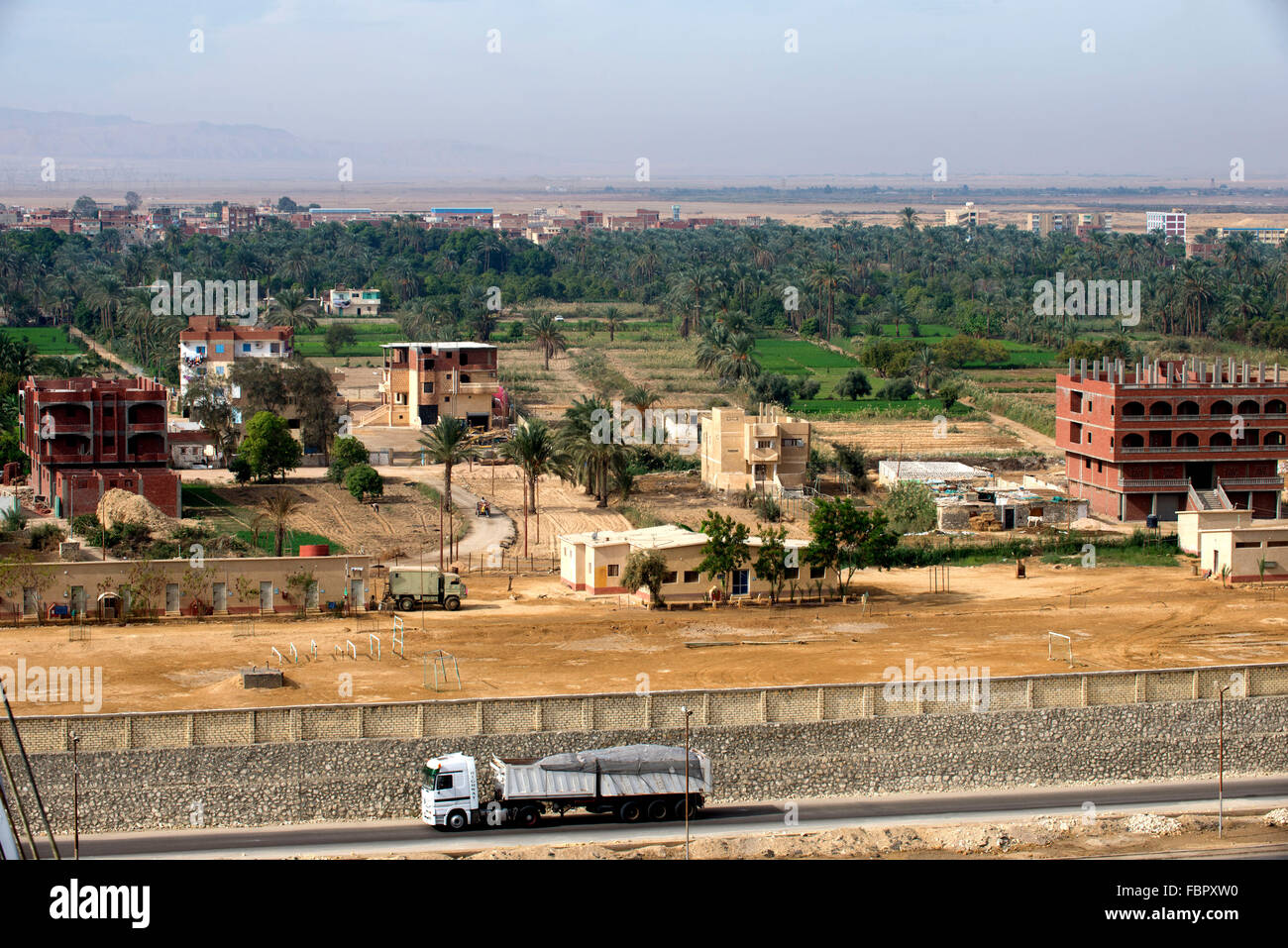 Beyond the Suez Canal peaceful location near the banks of the canal. Stock Photo