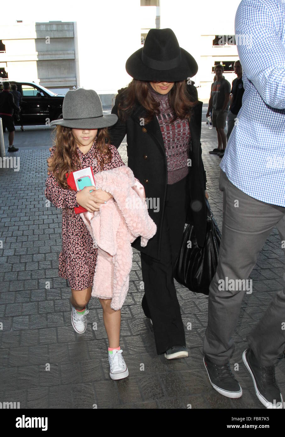 Salma Hayek arrives at Los Angeles International Airport (LAX) with her